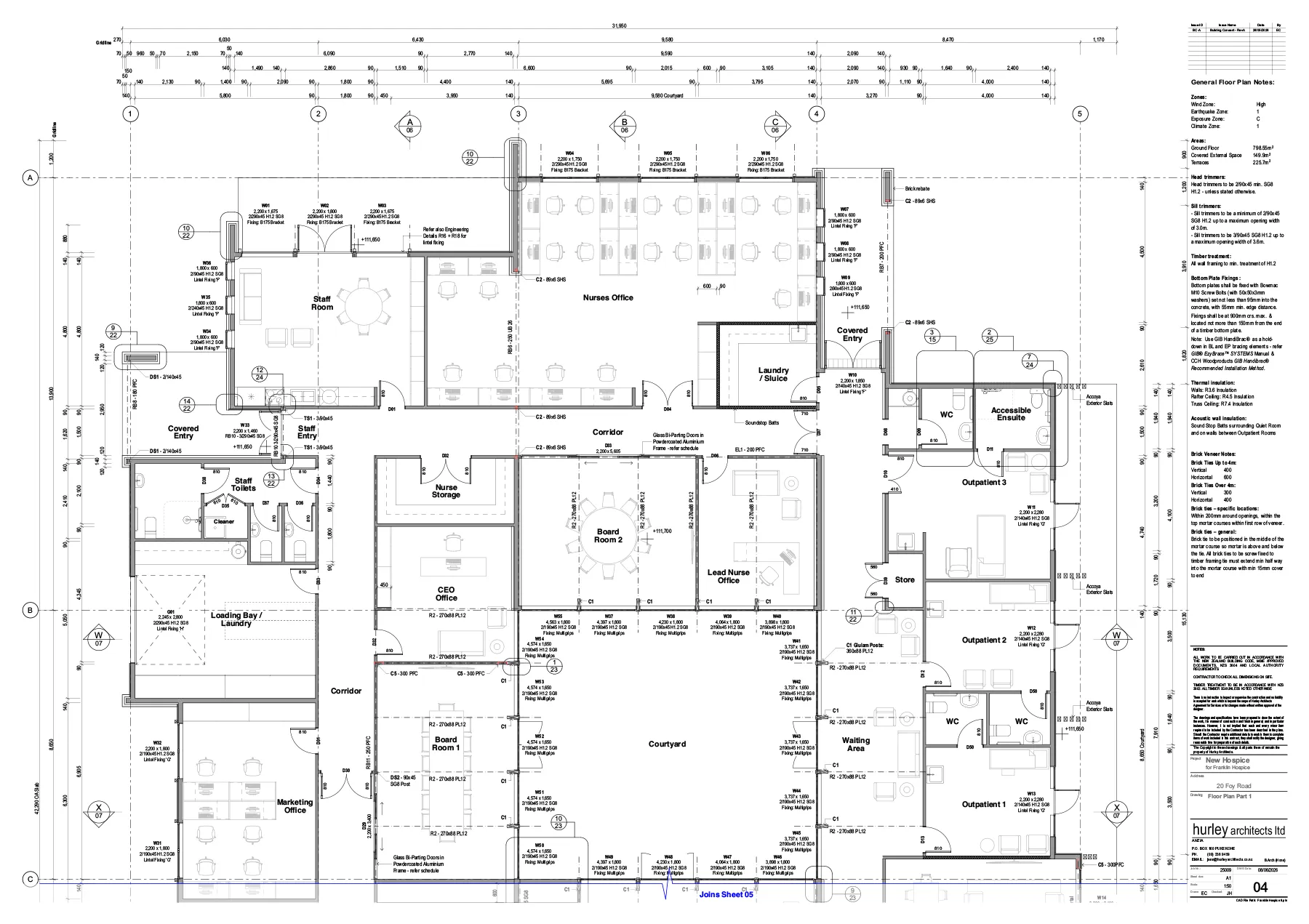 Floor plan showing clinical and staff areas in the new Franklin Hospice