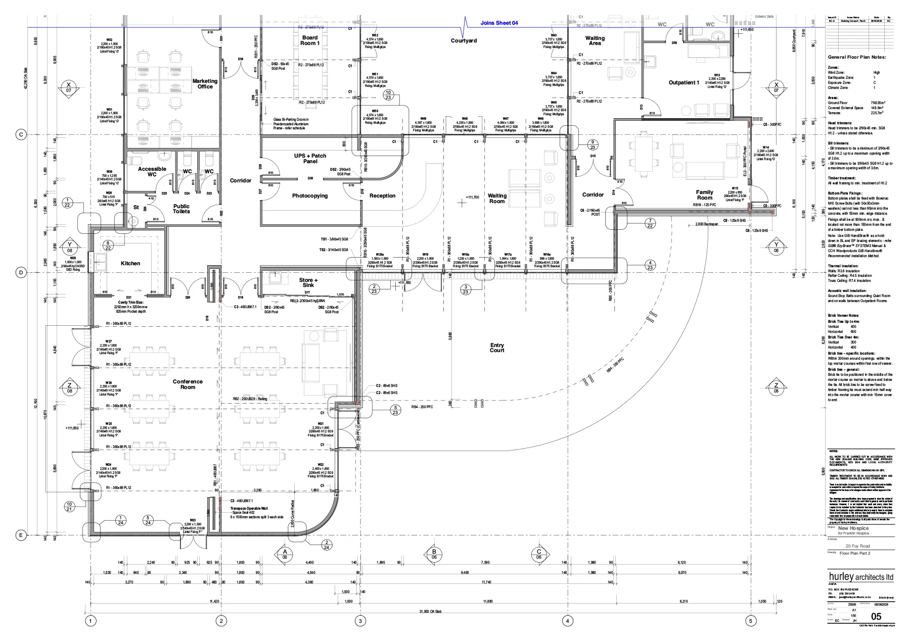 Floor plan showing reception, family and community spaces in the new Franklin Hospice
