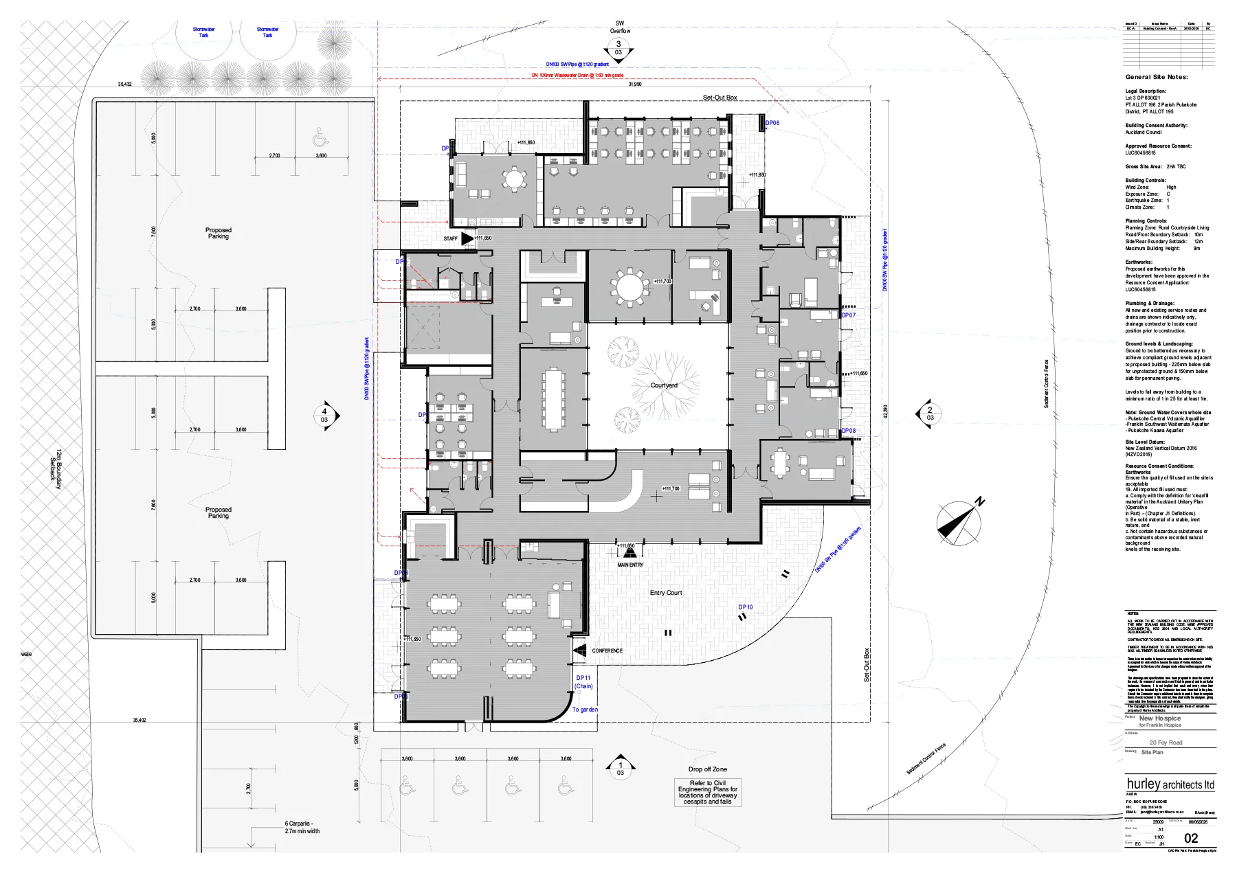 Site plan for the new Franklin Hospice at 20 Foy Road, Pukekohe